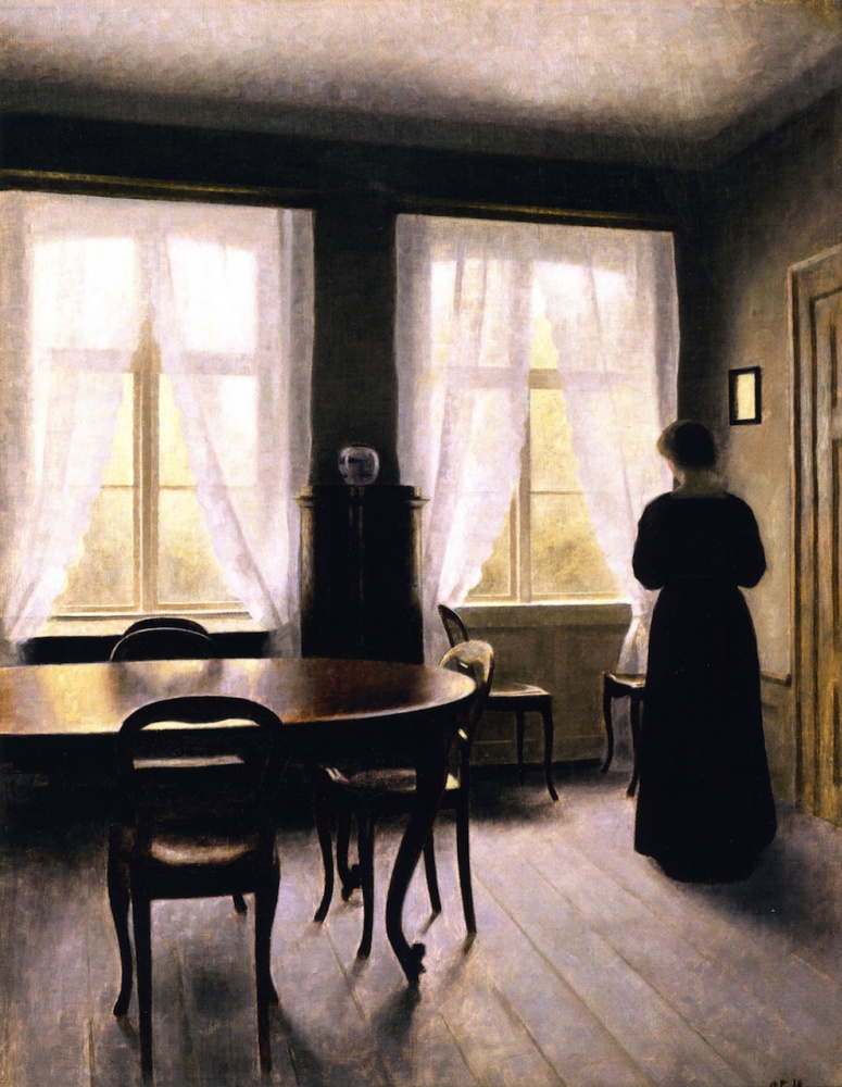 Вильгельм Хаммерсхёй. Интерьер с женщиной у окна, Фредерикс Алле
