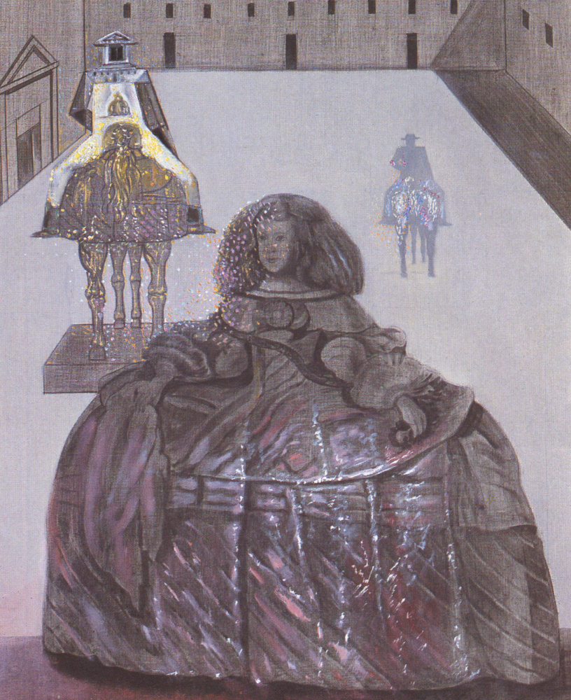 Сальвадор Дали. Инфанта Маргарита, проявляющаяся на силуэтах некоторых кавалеров во внутреннем дворе Эскориала