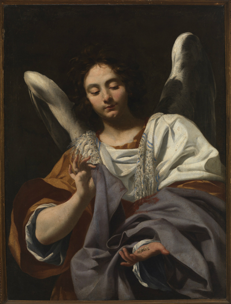 Симон Вуэ. Ангел с игральными костями и туникой Христа