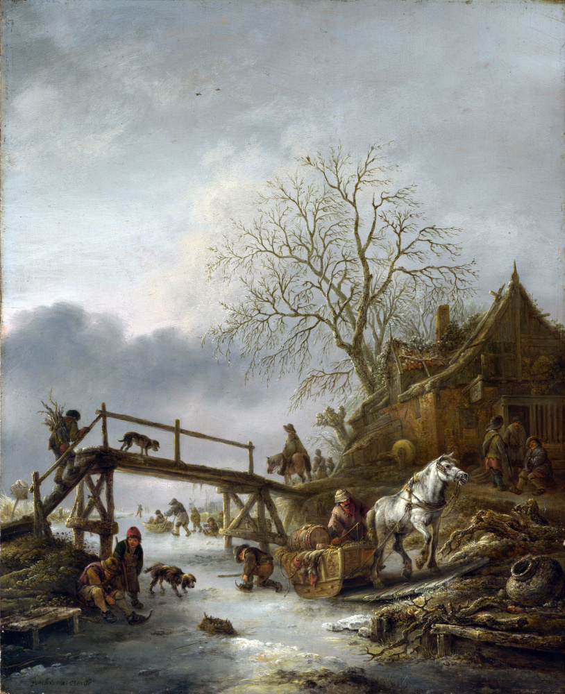 Исаак Янс ван Остаде. Таверна на замерзшей реке
