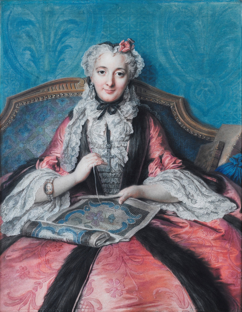 Шарль-Антуан Куапель. Портрет дамы за шитьём