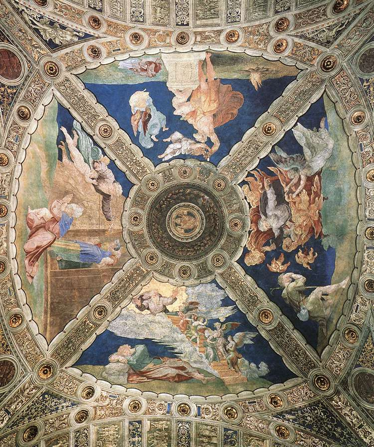 Рафаэль Санти. Станца д’Элиодоро. Роспись потолка зала дворца понтифика в Ватикане