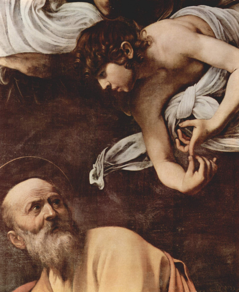 Микеланджело Меризи де Караваджо. Святой Матфей и ангел. Фрагмент
