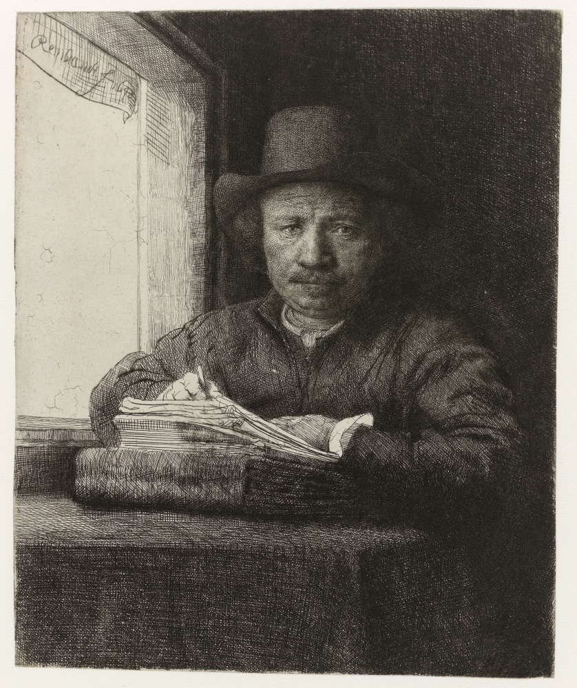Рембрандт Харменс ван Рейн. Автопортрет Рембрандта, рисующего у окна
