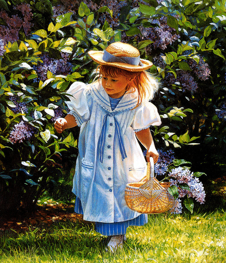 Донна Грин. Девочка играет в саду