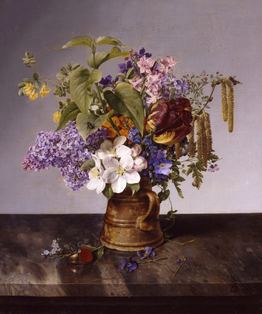 Иоганн Вильгельм Прейер. Букет садовых цветов. 1831