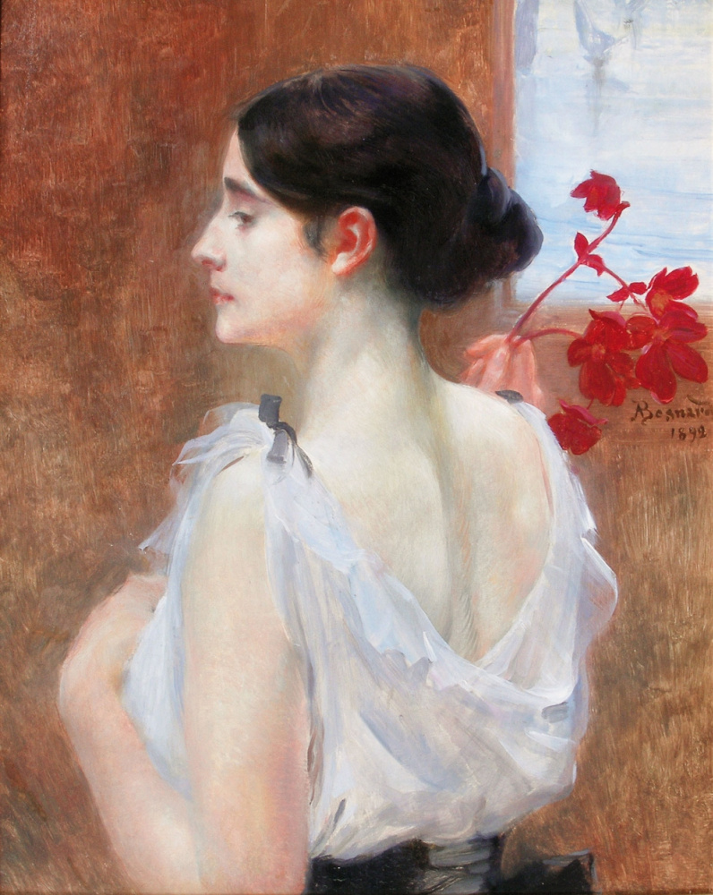 Поль Альберт Бенар. Молодая женщина с цветущей ветвью.