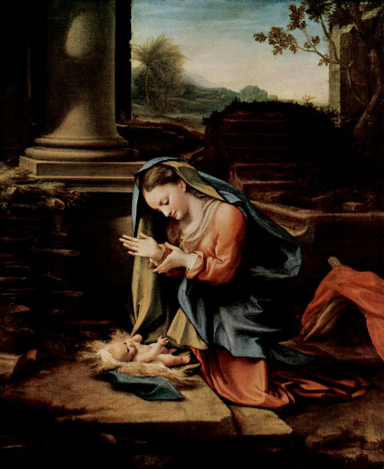 Антонио Корреджо. Мария, поклоняющаяся младенцу