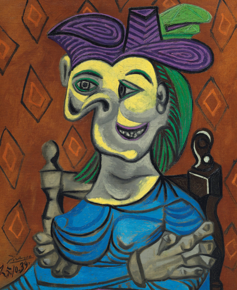 Пабло Пикассо. Сидящая женщина в синем платье (Дора Маар)