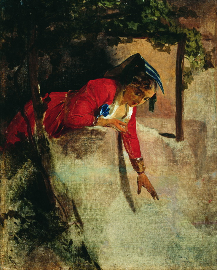 Иван Кузьмич Макаров. Итальянка на балконе. 1853-1855 Этюд