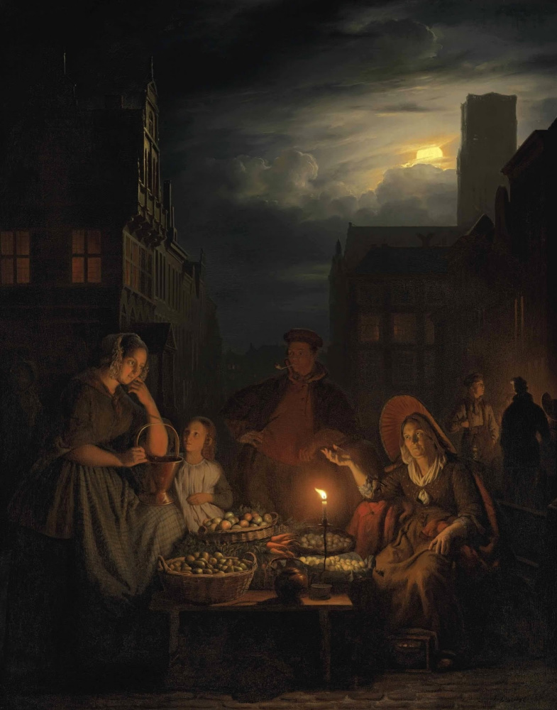 Петрус ван Шендель. Вечерняя торговля. 1845