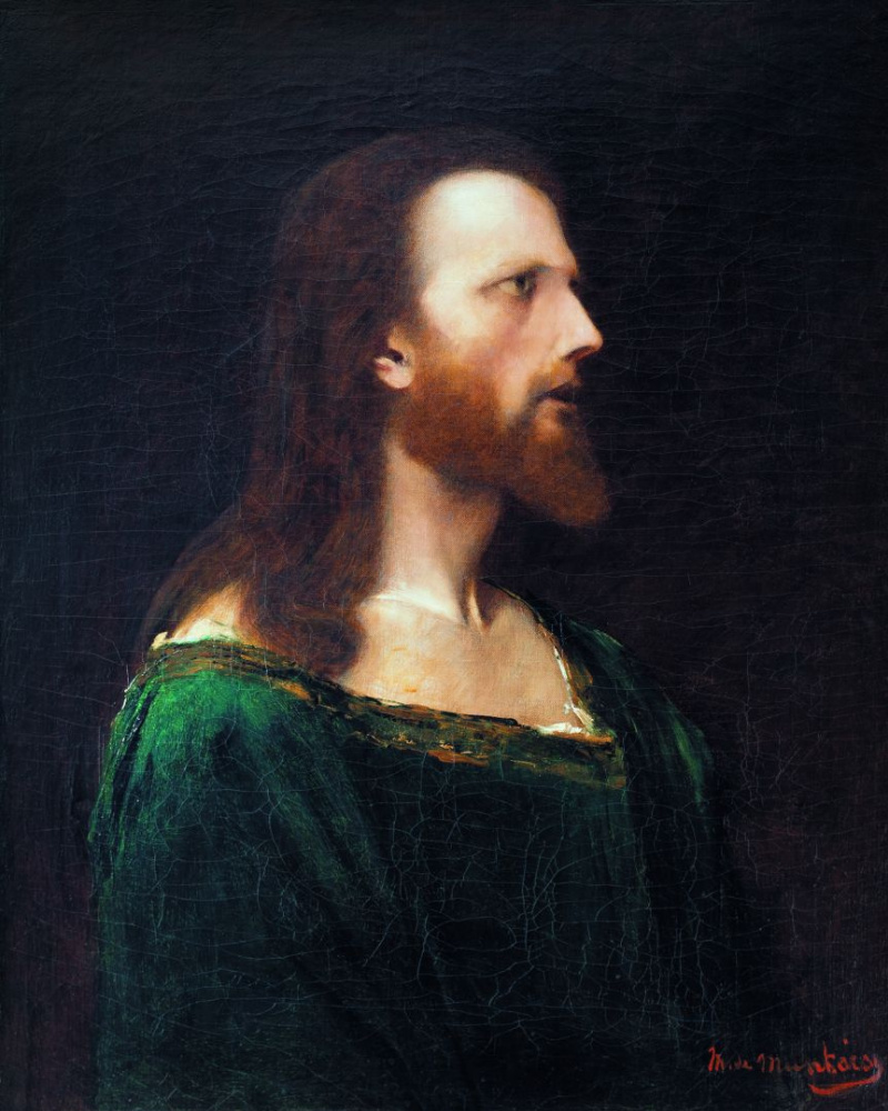 Михай Либ Мункачи. Портрет мужчины в зеленом. Эскиз для изображения Христа