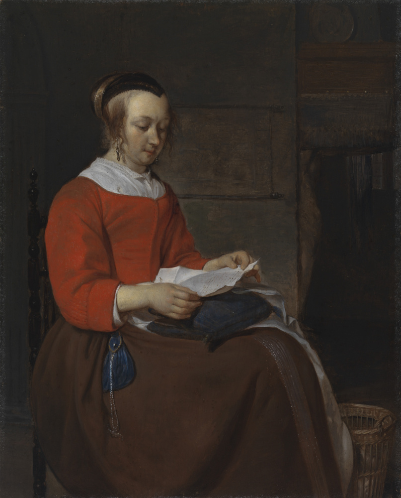 Габриель Метсю. Молодая женщина, читающая письмо