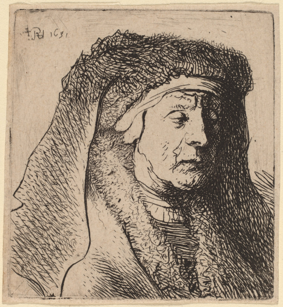 Рембрандт Харменс ван Рейн. Пожилая женщина в меховом плаще и тяжелом головном уборе