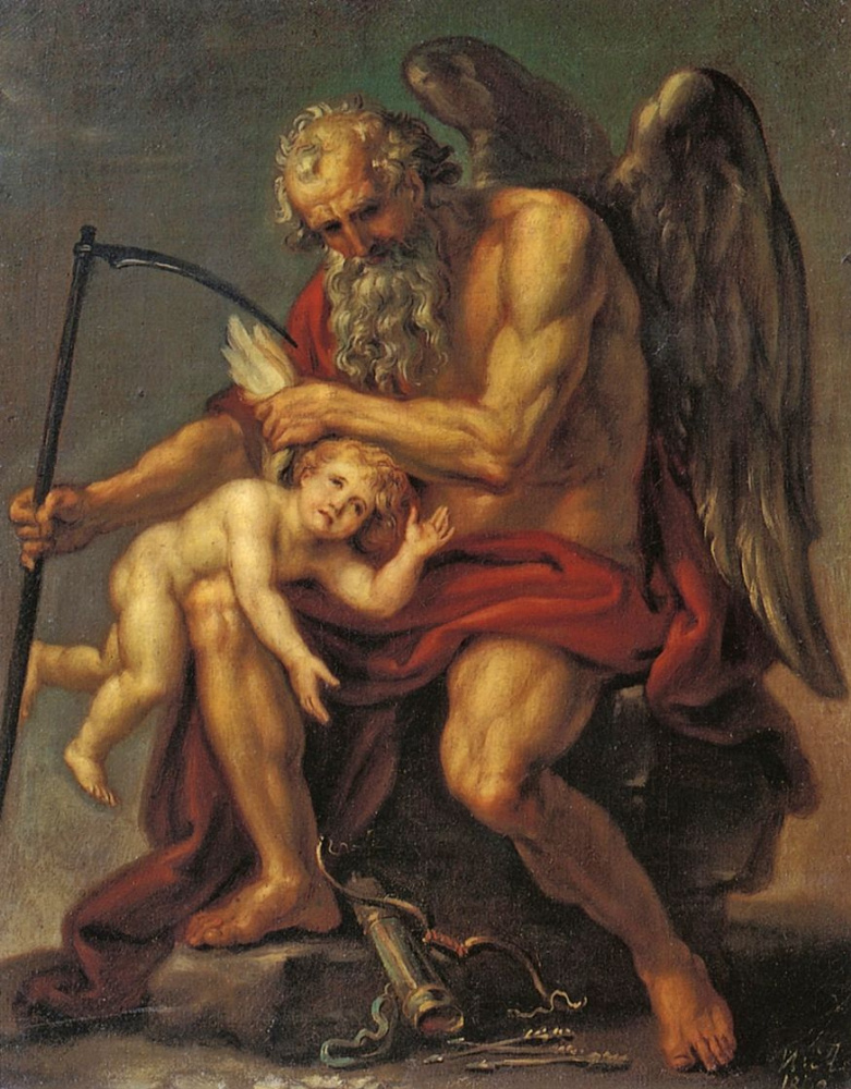 Иван Акимович Акимов. Сатурн с косой, сидящий на камне и обрезывающий крылья Амуру