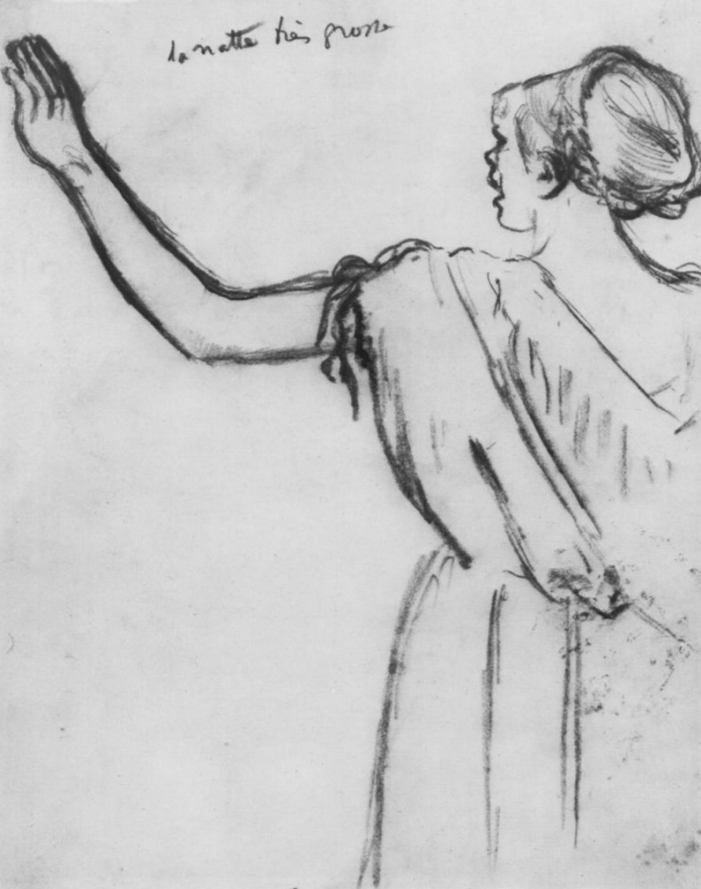 Эдгар Дега. Певица Роз Карон с поднятой левой рукой, фигура со спины