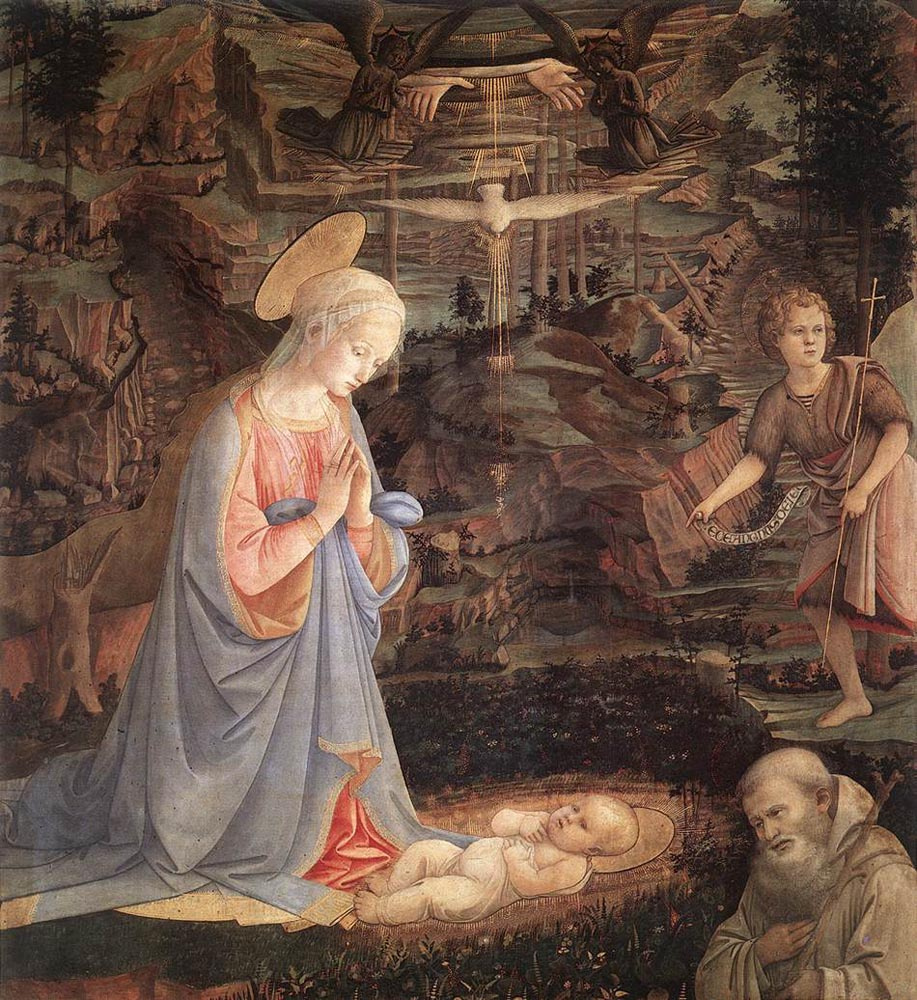 Фра Филиппо Липпи. Поклонение младенцу со святыми