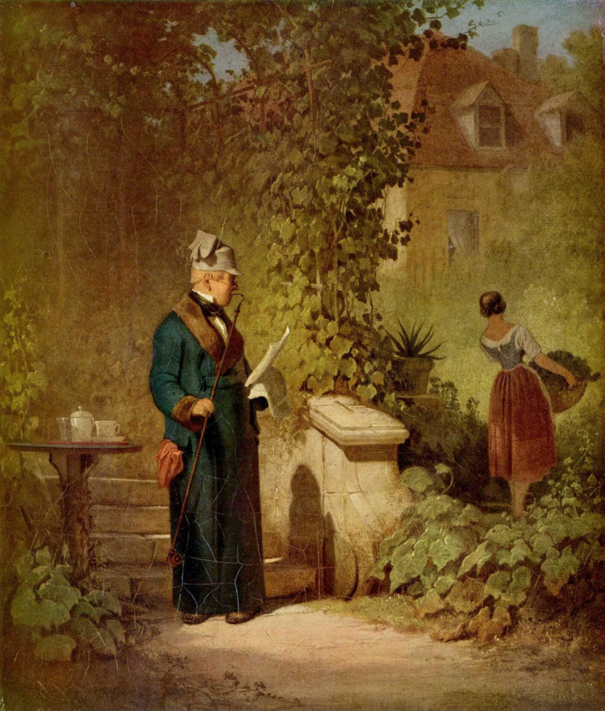 Карл Шпицвег. За чтением газет в саду