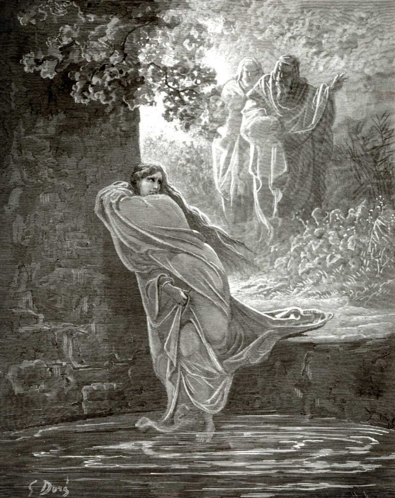 Поль Гюстав Доре. Иллюстрация к Библии: Сусанна в купальне