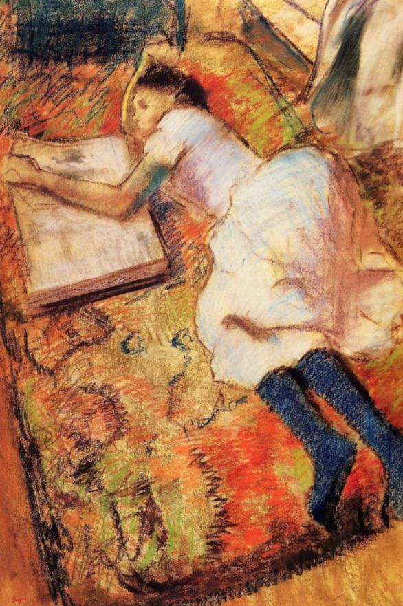 Эдгар Дега. Молодая девушка, читающая на полу