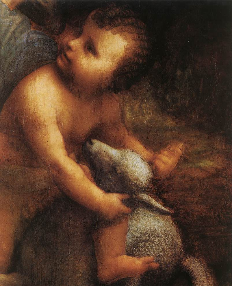 Леонардо да Винчи. Мадонна с младенцем и Святой Анной (фрагмент)