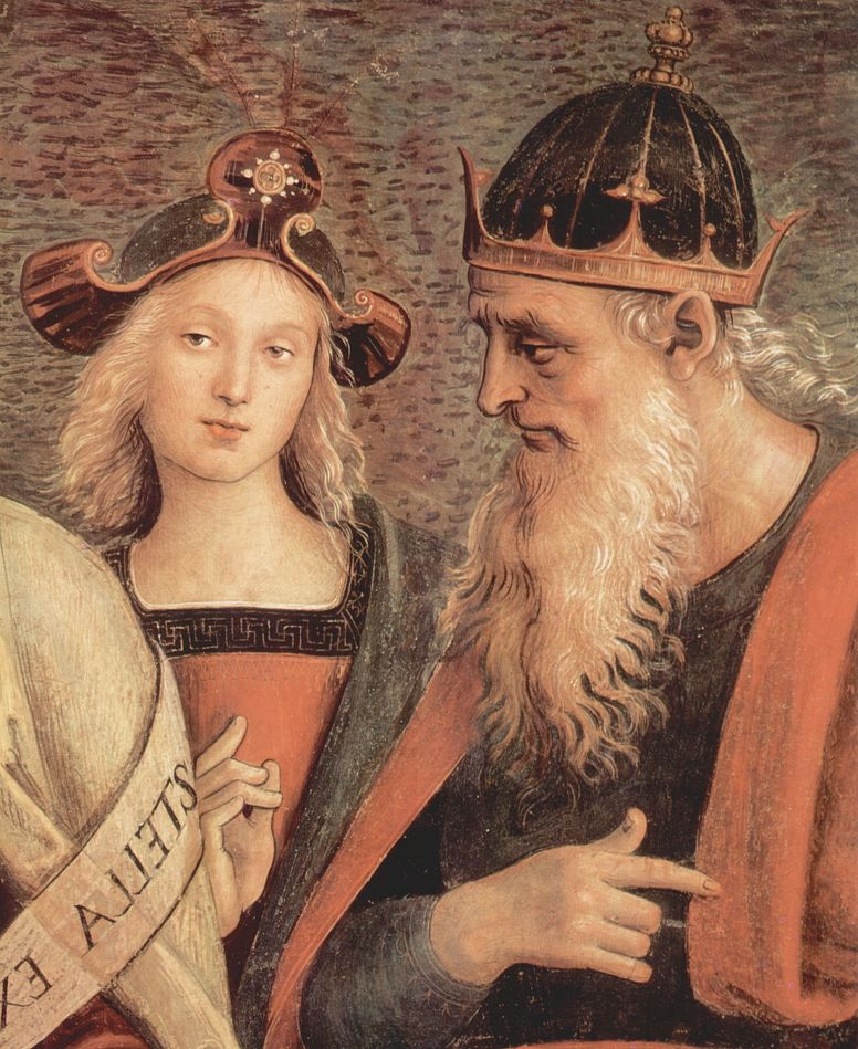 Пьетро Перуджино. Бог-Отец с пророками и сивиллами, фрагмент. Фрески Колледжо дель Камбио