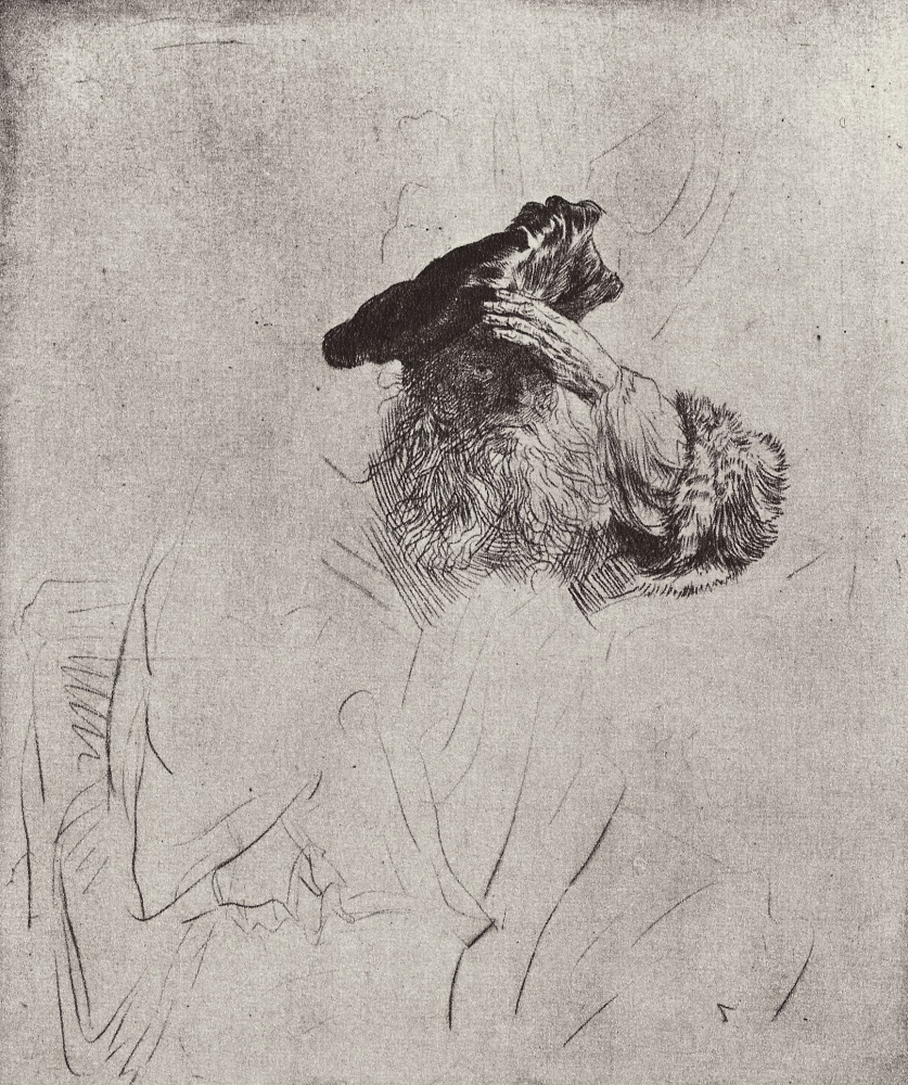 Рембрандт Харменс ван Рейн. Старик, поправляющий берет левой рукой