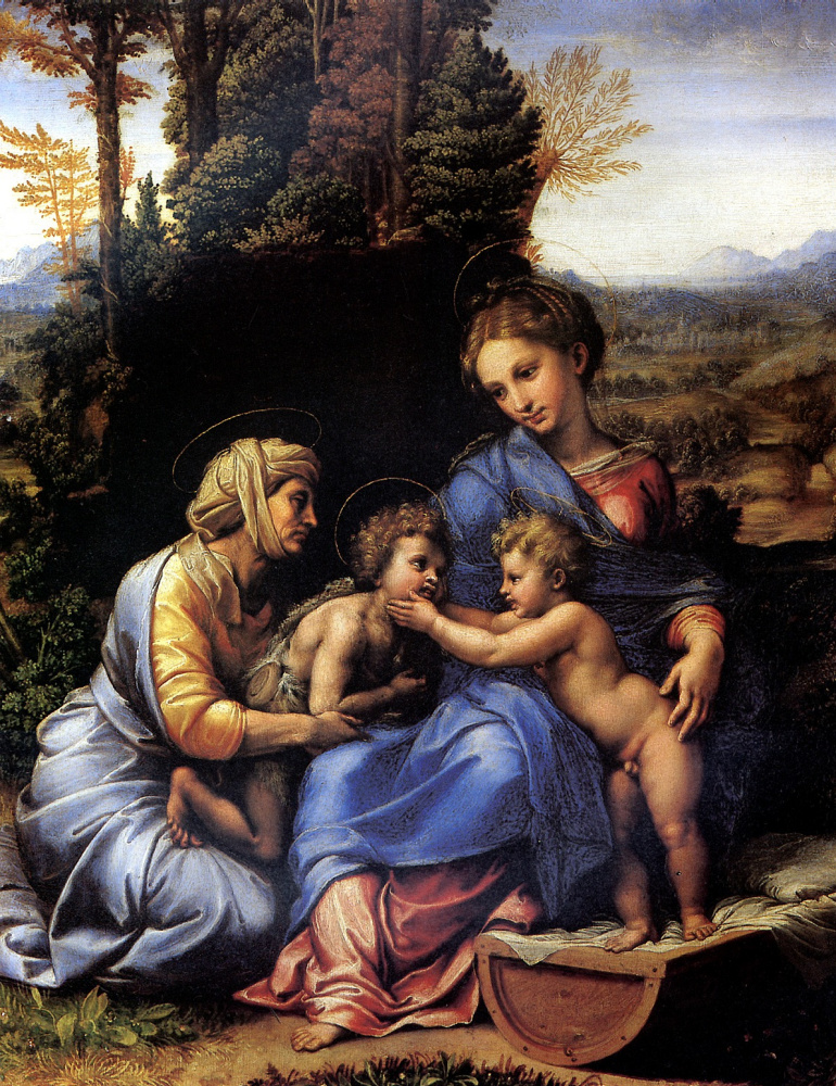 Рафаэль Санти. Малое Святое семейство (Мадонна с младенцем и св. Елизаветой)