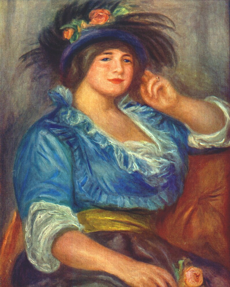 Пьер Огюст Ренуар. Молодая женщина с розой в шляпе