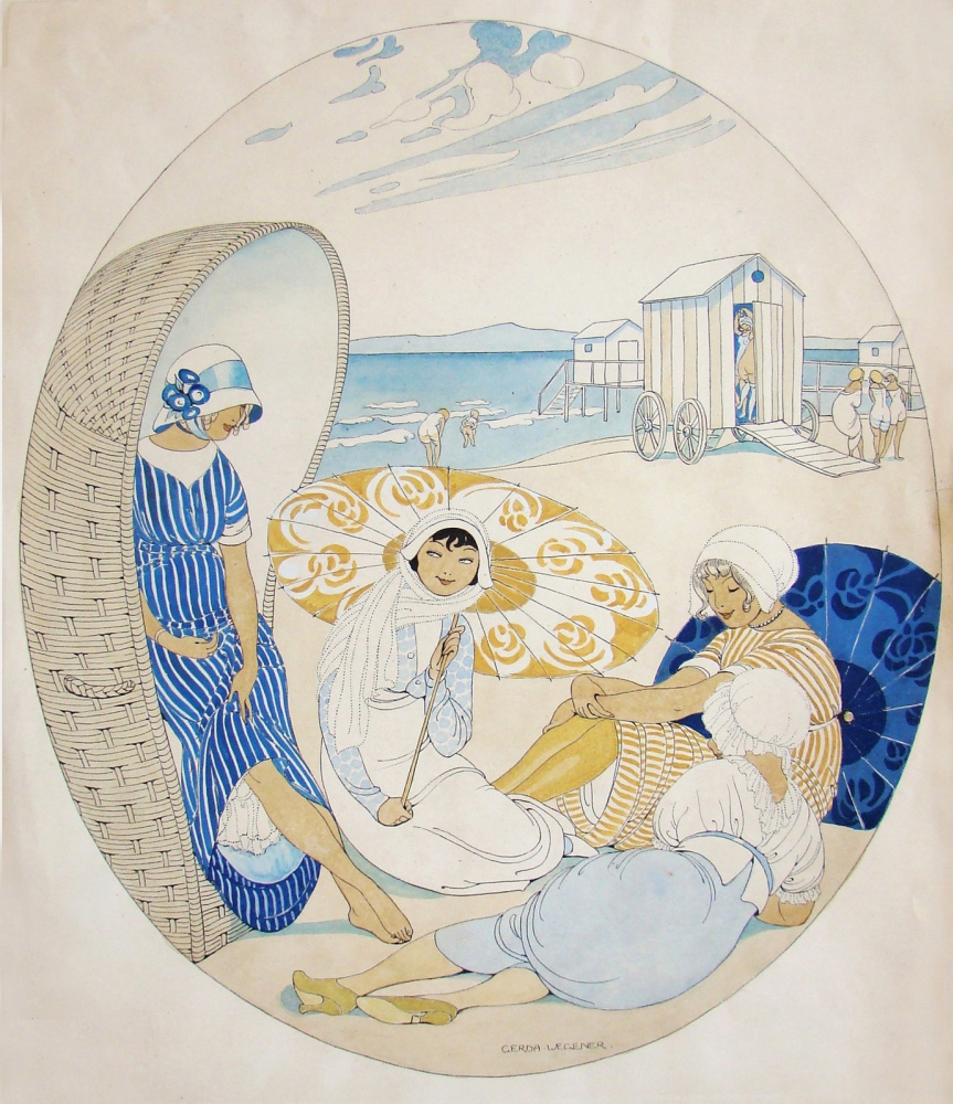 Герда Вегенер. Четыре женщины на пляже. 1913