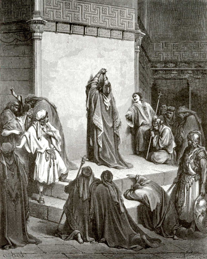 Поль Гюстав Доре. Иллюстрация к Библии: Давид оплакивает смерть Авессалома