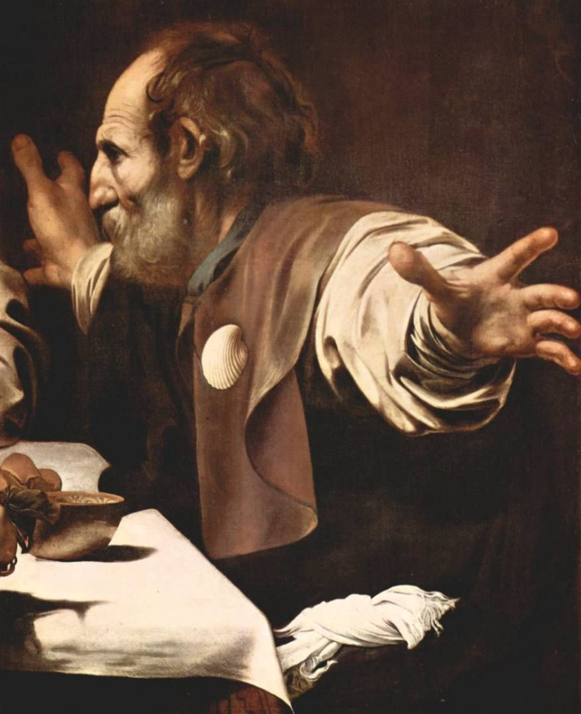 Микеланджело Меризи де Караваджо. Ужин в Эммаусе. Фрагмент