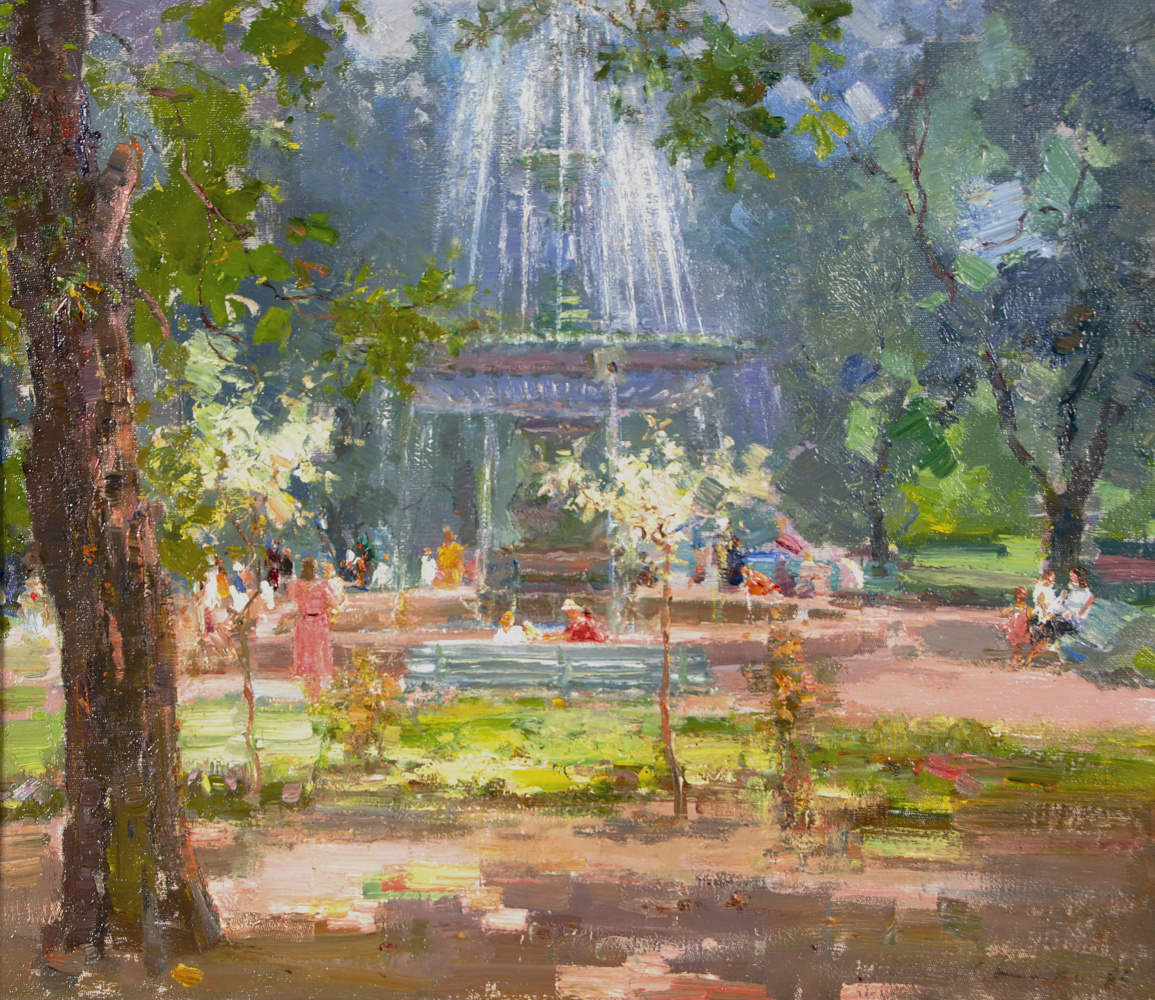 画作描述 基辅.在喷泉