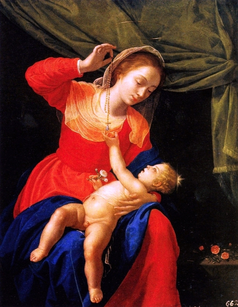 Артемизия Джентилески. Мадонна с младенцем в розовом саду