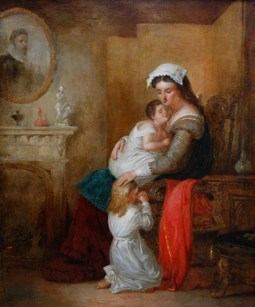 Ульям Пауэл Фрайт Великобритания 1819-1909. Мать с ребенком в интерьере.   Частное собрание
