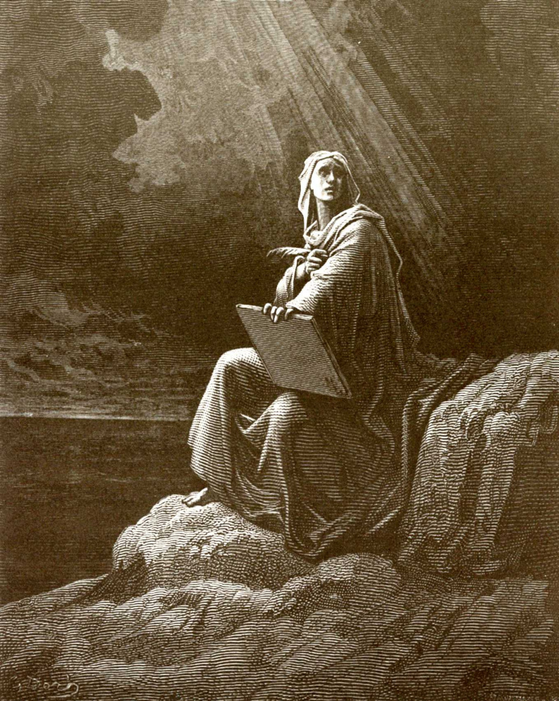 Поль Гюстав Доре. Иллюстрация к Библии: Апостол Иоанн на острове Патмос