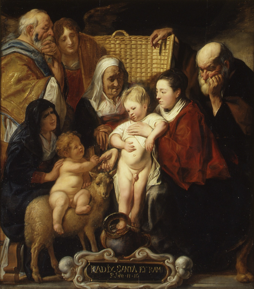Якоб Йорданс. Святое семейство со святой Анной, Иоанном Крестителем и его родителями