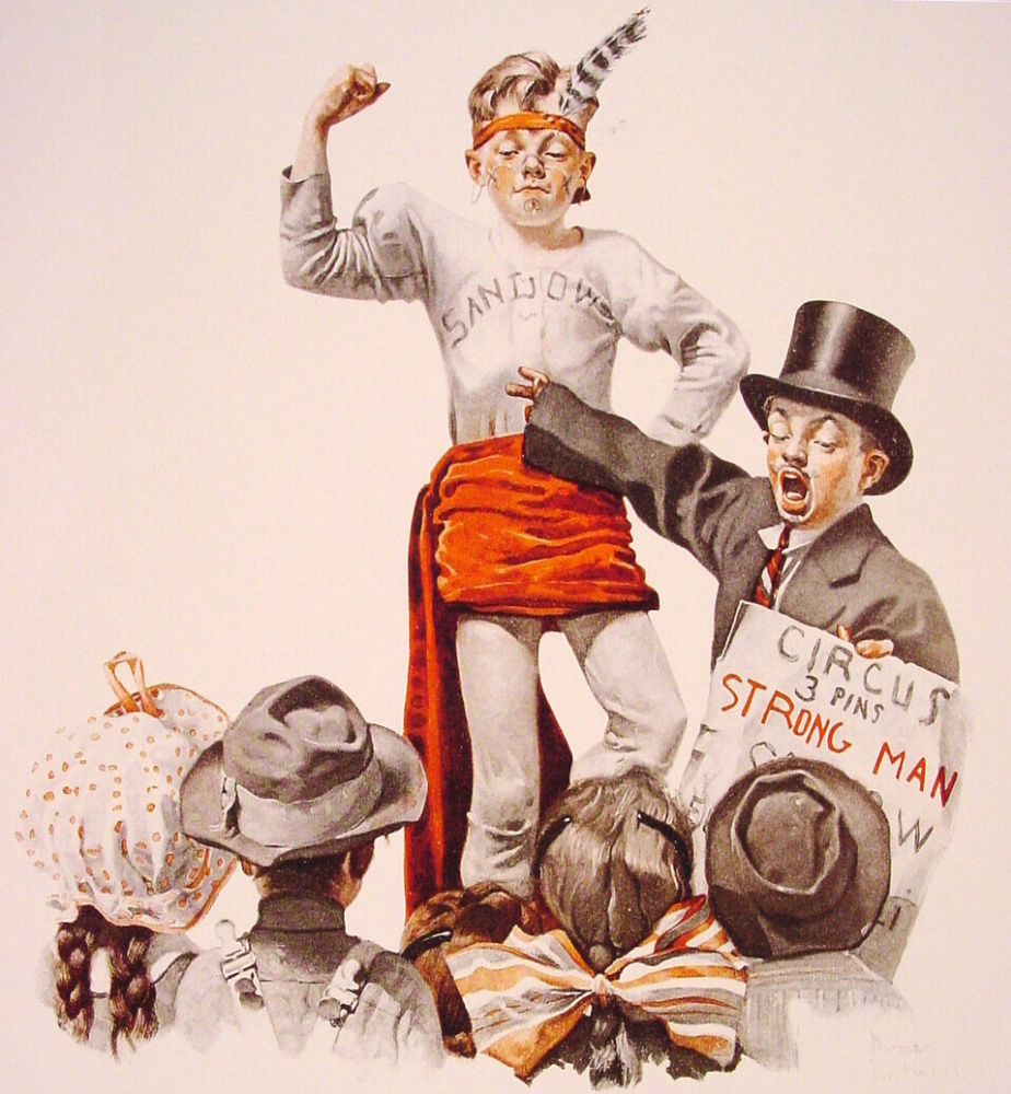Норман Роквелл. Силач цирка. Обложка журнала "The Saturday Evening Post" (3 июня 1916 года)