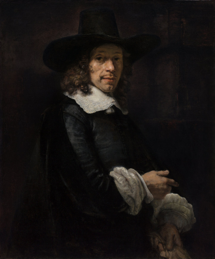 Рембрандт Харменс ван Рейн. Портрет господина в высокой шляпе и с перчатками