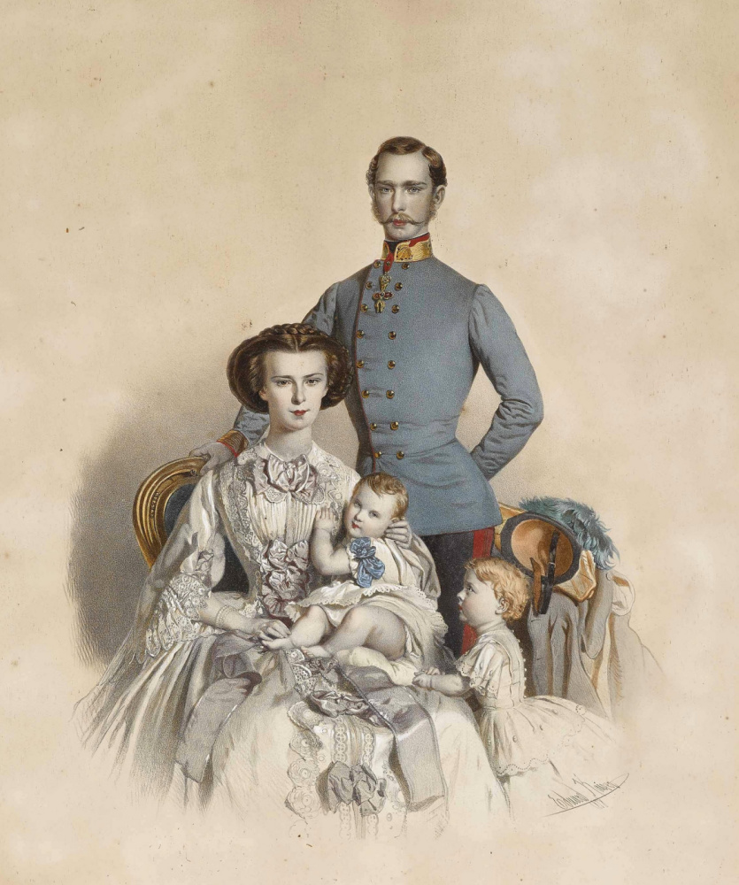 Эдуард Кайзер. Император Франц Иосиф I и Императрица Елизавета Австрийская со своими детьми