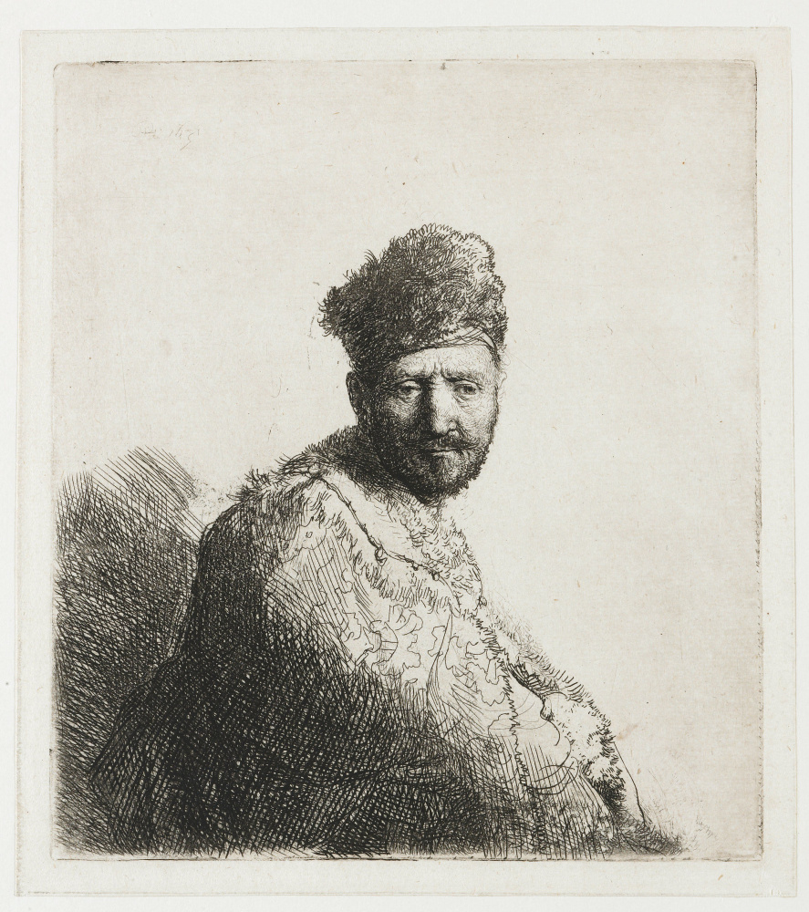 Рембрандт Харменс ван Рейн. Бородатый мужчина в вышитой накидке и меховой шапке (отец Рембрандта?)