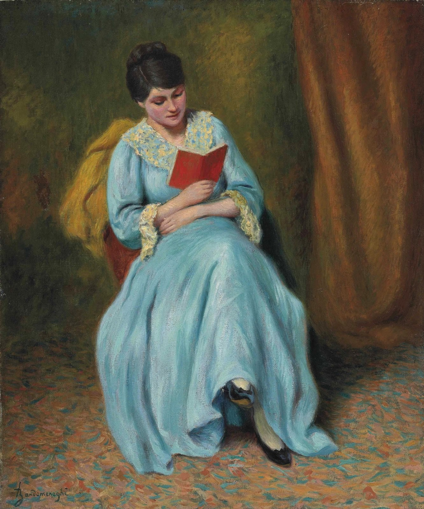 Федерико Дзандоменеги. Читающая женщина в голубом