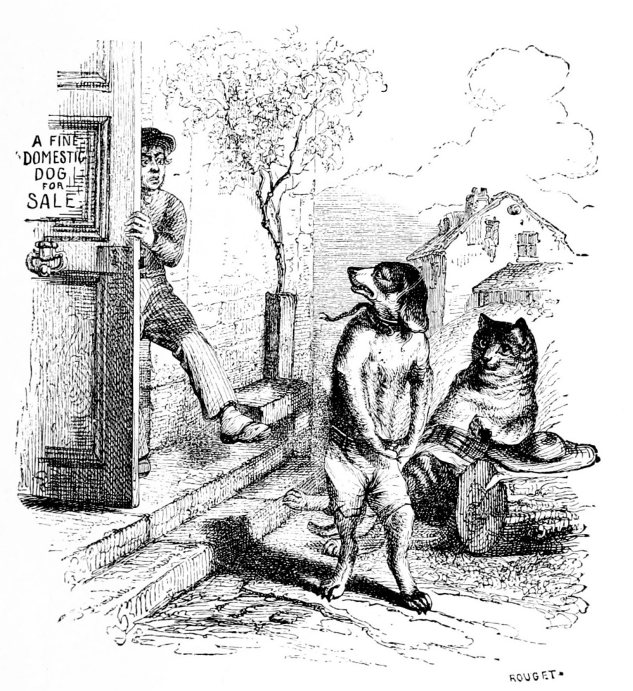 Жан Иньяс Изидор (Жерар) Гранвиль. Собака и кошка. Иллюстрации к басням Флориана