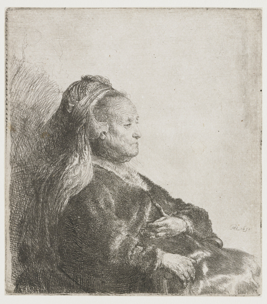 Рембрандт Харменс ван Рейн. Портрет сидящей матери в восточном головном уборе