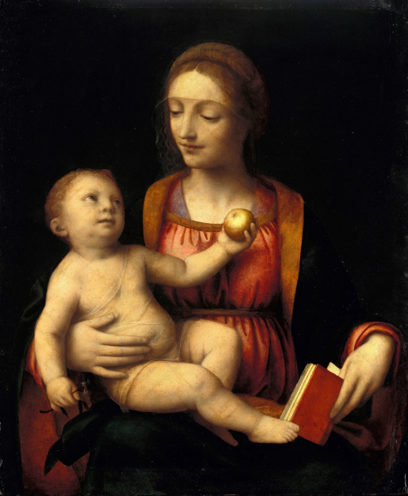 Бернардино Луини. Мадонна с младенцем, держащим яблоко