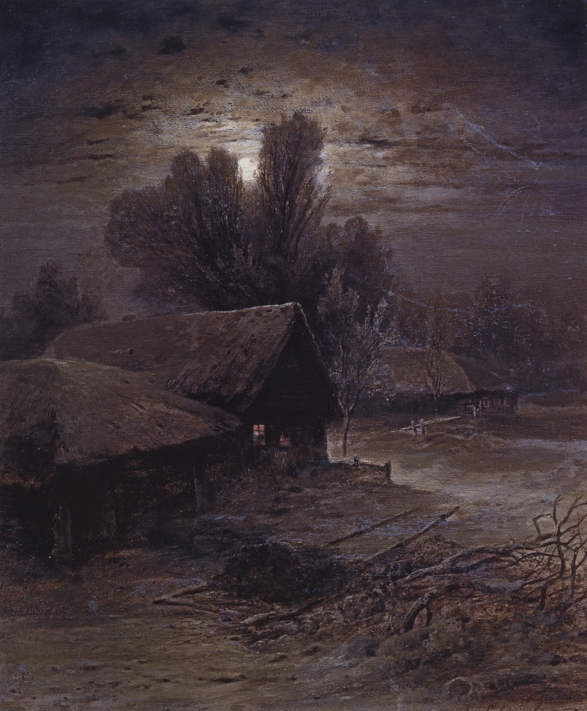 Алексей Кондратьевич Саврасов. Лунная ночь в деревне (Зимняя ночь)