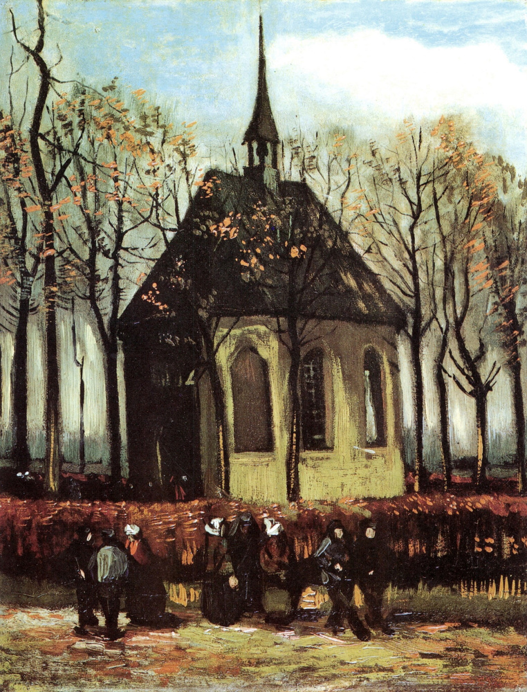 Винсент Ван Гог. Прихожане выходят из реформаторской церкви в Ньюнене