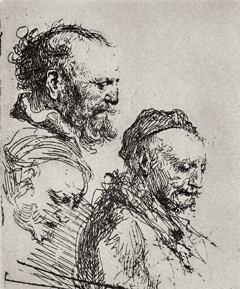 Рембрандт Харменс ван Рейн. Три эскиза головы старика