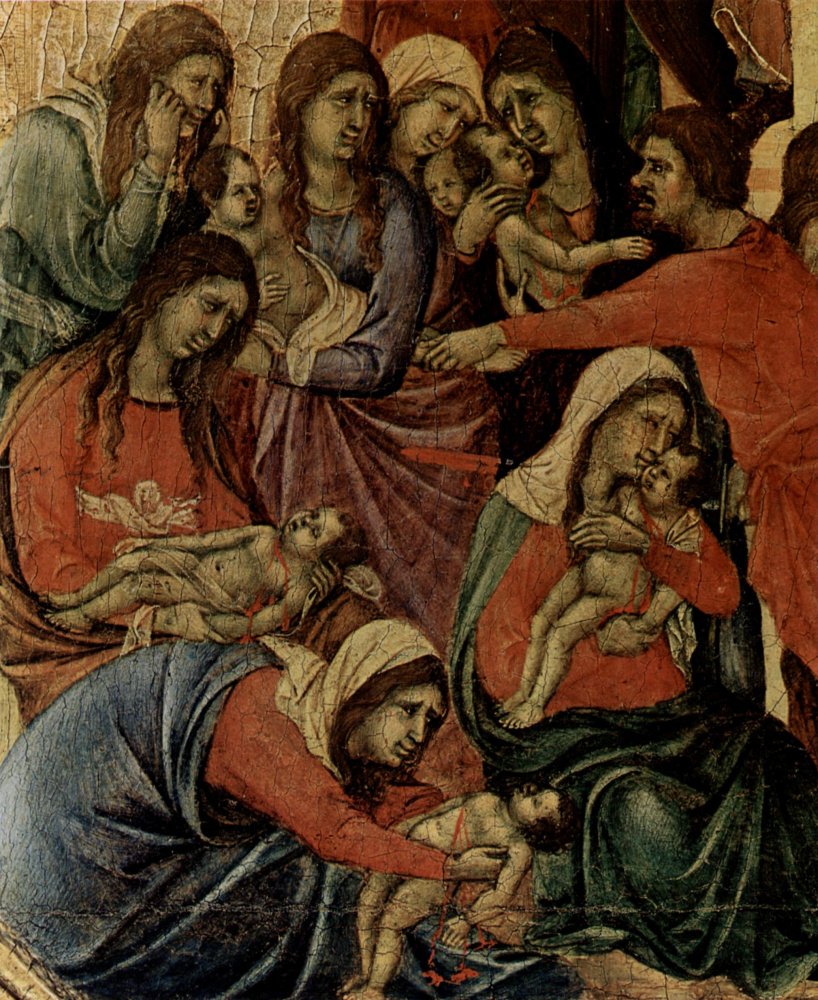 Дуччо ди Буонинсенья. Маэста, алтарь сиенского кафедрального собора, передняя сторона, пределла со сценами из детства Иисуса и пророками