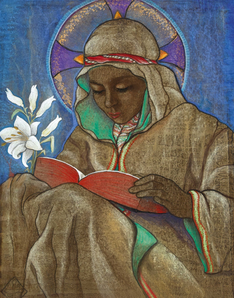 Шарль Клосс Олсоме. Читающая святая.   цветные карандаши